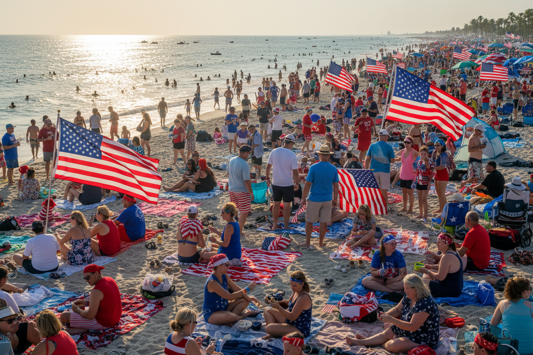 We asked AI how much patriotic clothing on the beach on 4th of July is actually Made in USA. The answer may surprise you — and here's why we do things differently.