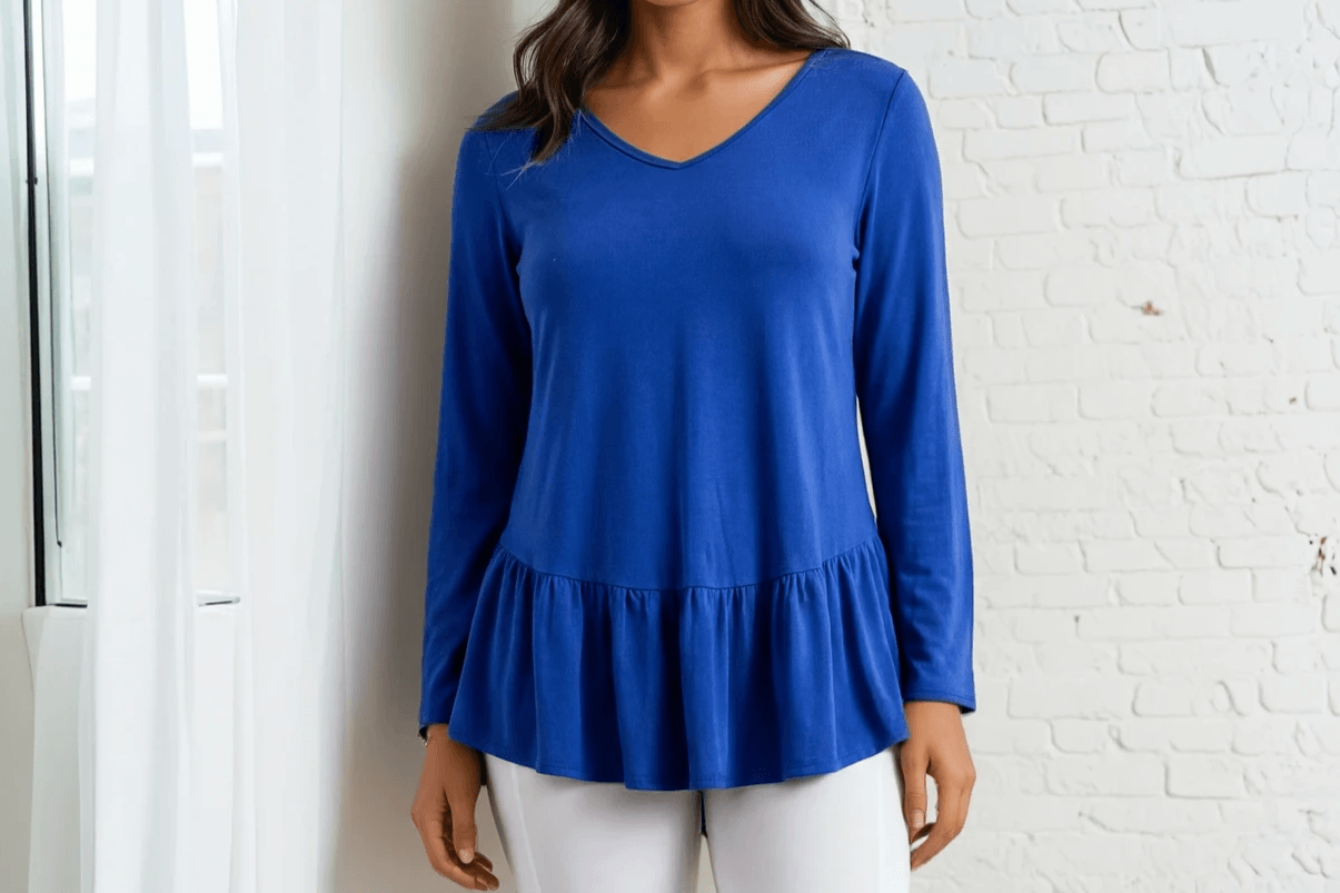 Shop women's tunic tops made in the USA. Flattering, versatile American-made tunics perfect with leggings or as a mini dress.
