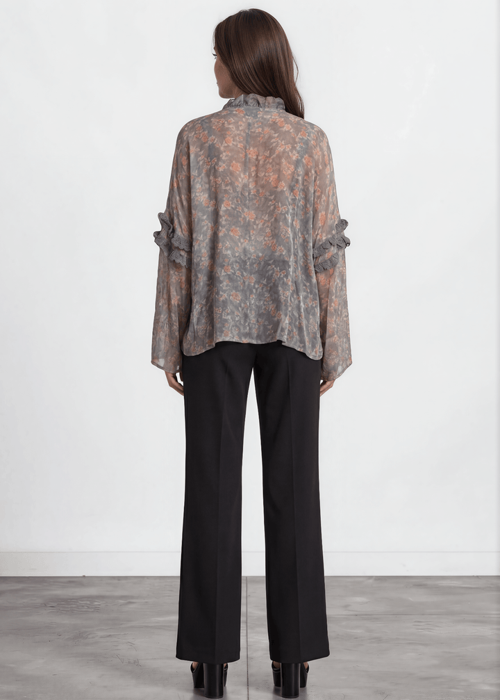 Jaded Gypsy Ladies Chiffon Floral Studded Detail Garden Romance Cardigan | Made In USA | Classy Cozy USA Made in America Boutique