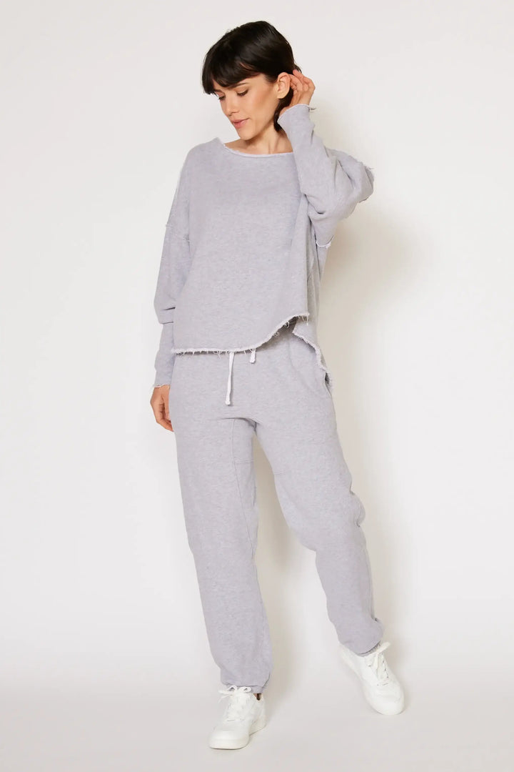 People of Leisure - Cruz Sweatpants - In a versatile heather gray, these comfort fit pants are the trusty sidekick for your daily grind or your lazy Sundays – ethically sourced, locally made, and upcycled with heart right in LA&