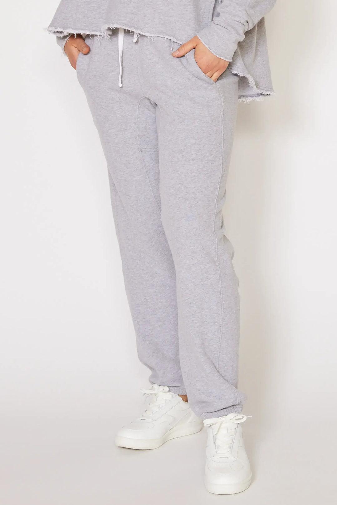 People of Leisure - Cruz Sweatpants - In a versatile heather gray, these comfort fit pants are the trusty sidekick for your daily grind or your lazy Sundays – ethically sourced, locally made, and upcycled with heart right in LA&