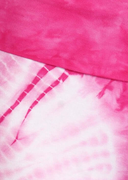 USA Made Fuchsia &amp; White Casual Tie Dye Palazzo Pants Soft &amp; comfortable design with a wide fold over waistband | Classy Cozy Cool Women&