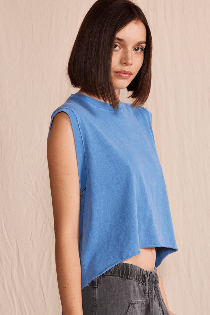 Ana Tank by People of Leisure — 100% organic cotton, relaxed fit, sleeveless in 6 colors. Ethically made in LA. Sizes XS–XL.