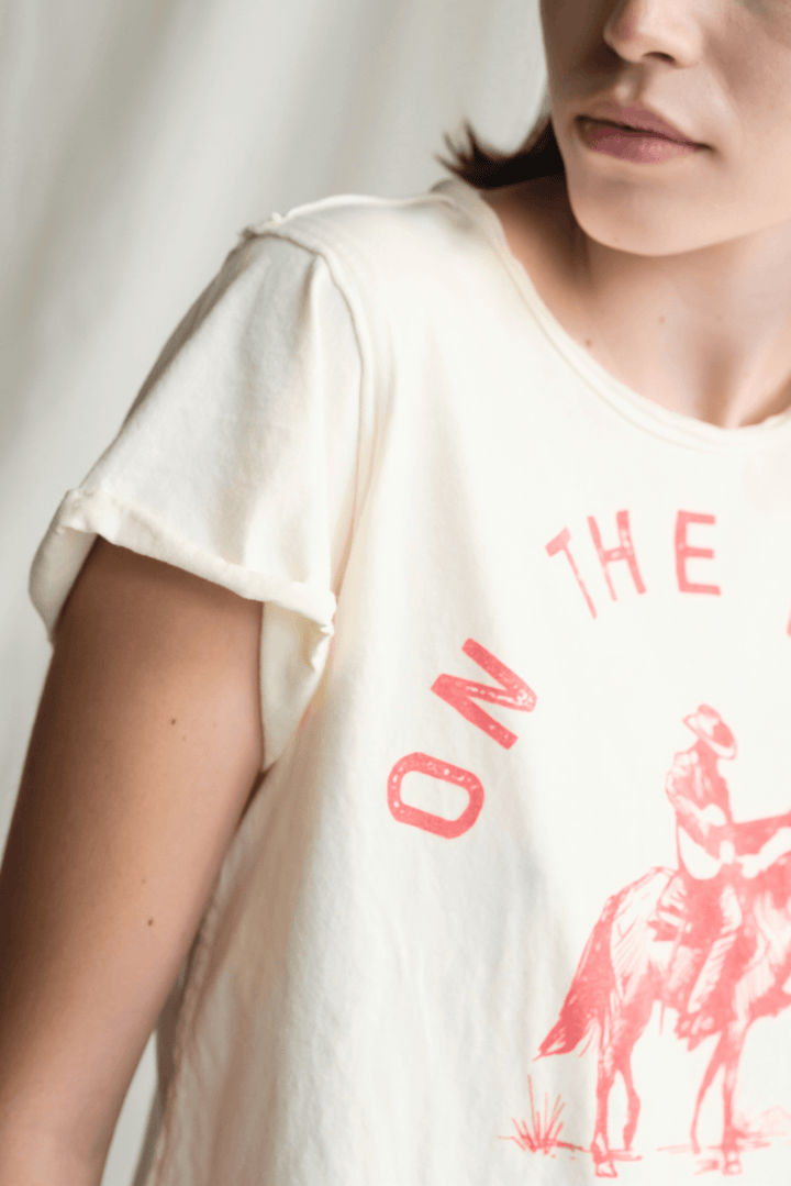 Willie Nelson On The Road Again Tee by People of Leisure — 100% cotton graphic tee in Vanilla. Made in LA. Sizes XS–XL
