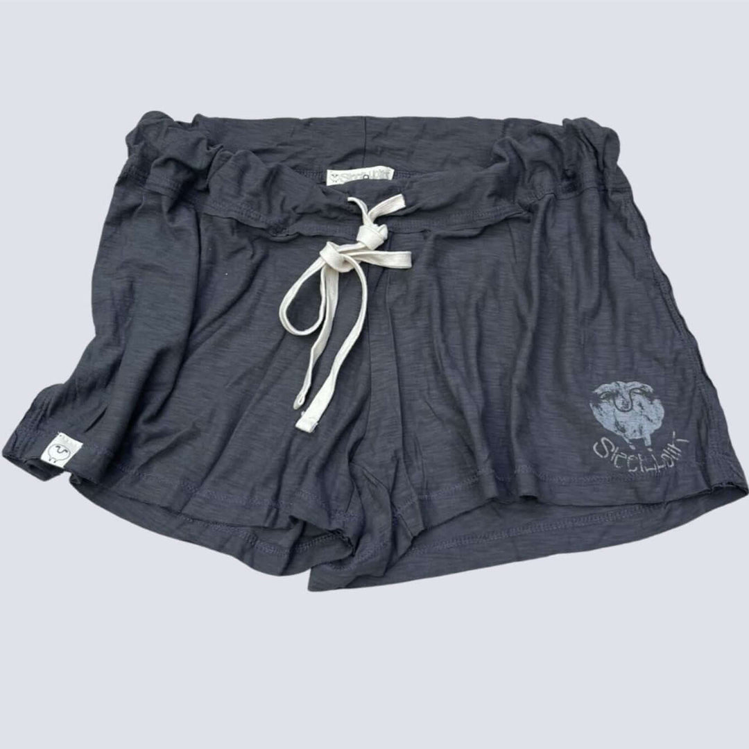 Sleepaholik Ladies Gypsy Gina Shabby Loungewear Shorts in Dark Asphalt Grey | Made in USA with Vintage Washed Cotton also Made in the USA. Classy Cozy Cool Women&