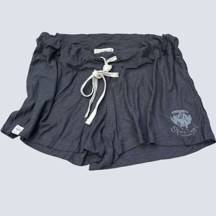 Sleepaholik Ladies Gypsy Gina Shabby Loungewear Shorts in Dark Asphalt Grey | Made in USA with Vintage Washed Cotton also Made in the USA. Classy Cozy Cool Women&