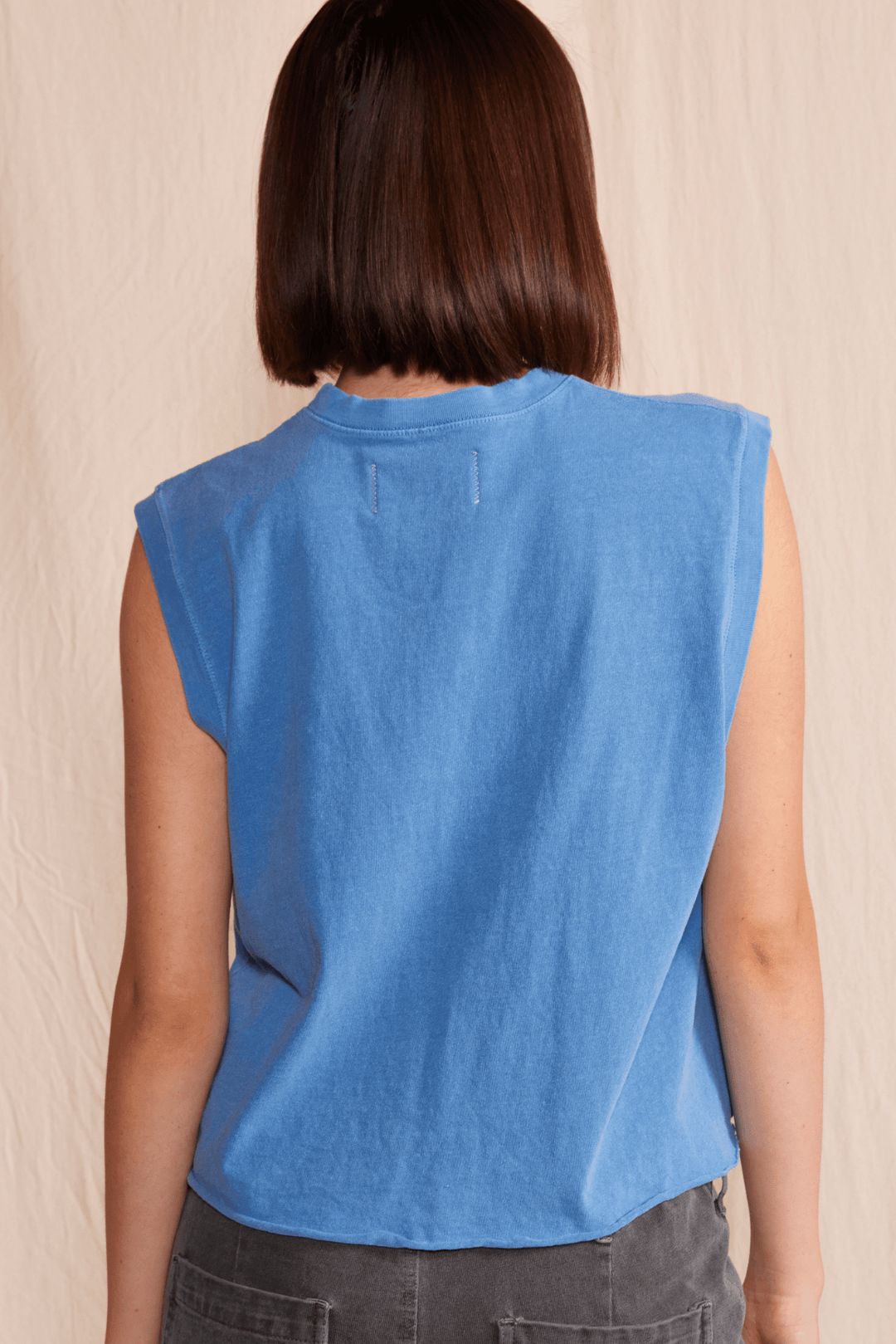 Ana Tank by People of Leisure — 100% organic cotton, relaxed fit, sleeveless in 6 colors. Ethically made in LA. Sizes XS–XL.