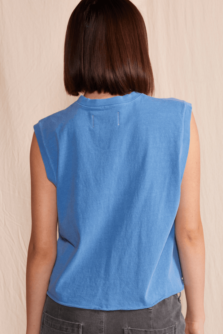 Ana Tank by People of Leisure — 100% organic cotton, relaxed fit, sleeveless in 6 colors. Ethically made in LA. Sizes XS–XL.