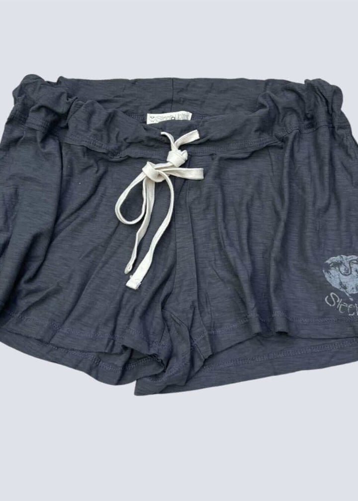 Sleepaholik Ladies Gypsy Gina Shabby Loungewear Shorts in Dark Asphalt Grey | Made in USA with Vintage Washed Cotton also Made in the USA. Classy Cozy Cool Women&