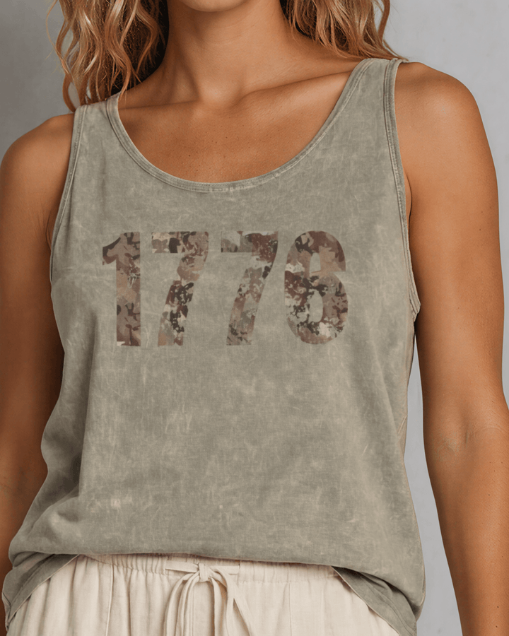 1776 Camo Graphic Mineral Washed Cotton Tank Top Made in USA