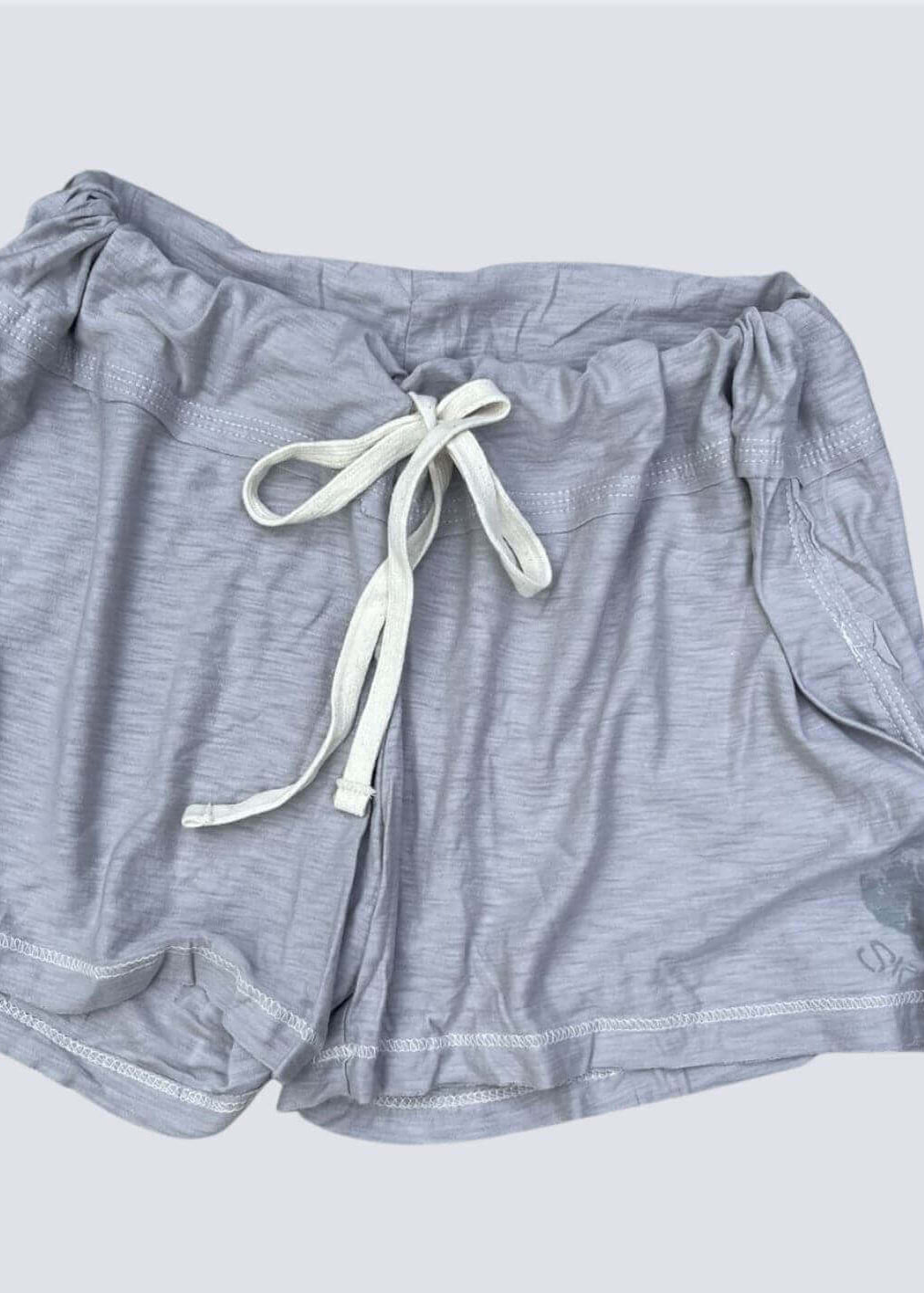 Sleepaholik Ladies Gypsy Gina Shabby Loungewear Shorts in Light Grey | Made in USA with Vintage Washed Cotton also Made in the USA. Classy Cozy Cool Women&