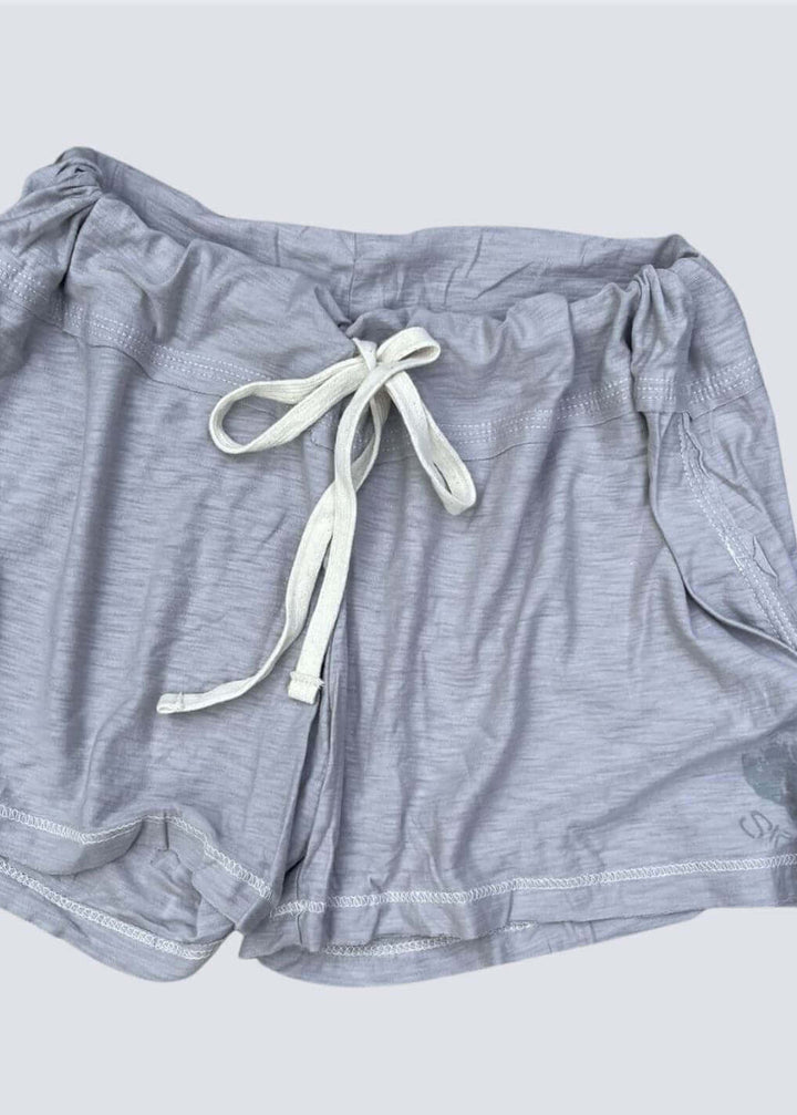 Sleepaholik Ladies Gypsy Gina Shabby Loungewear Shorts in Light Grey | Made in USA with Vintage Washed Cotton also Made in the USA. Classy Cozy Cool Women&