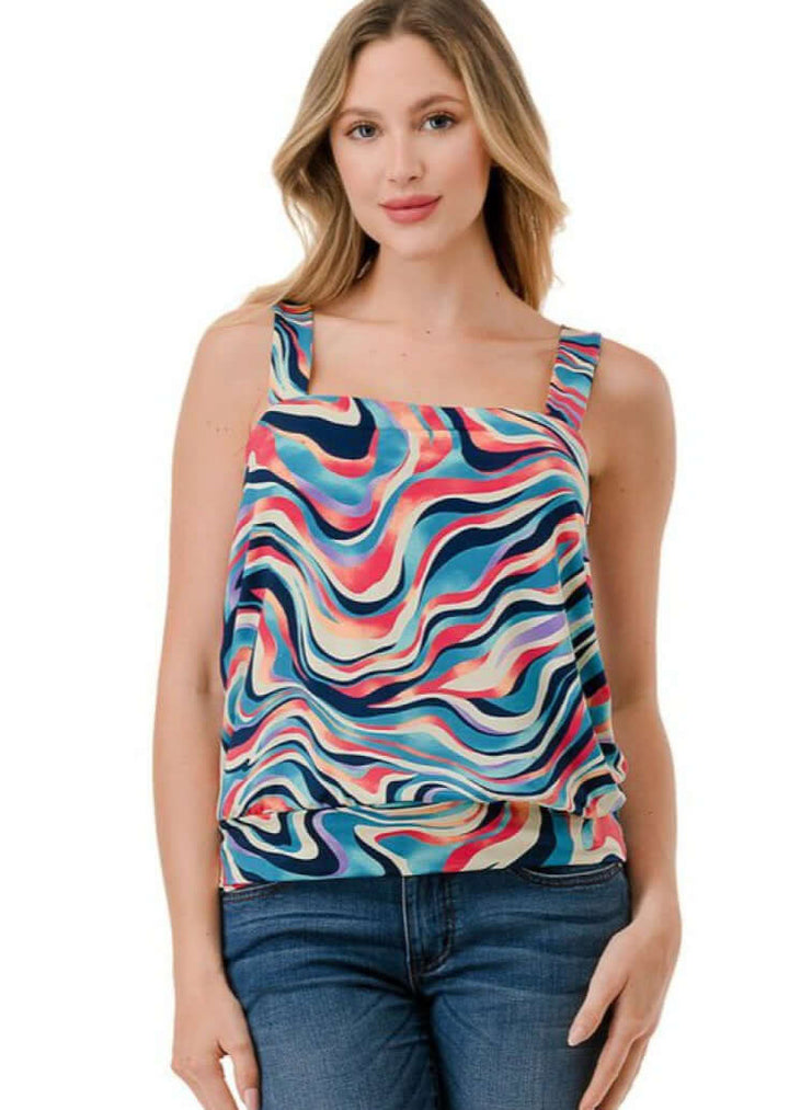 Ladies Colorful Band Bottom Tank CLEARANCE FINAL SALE