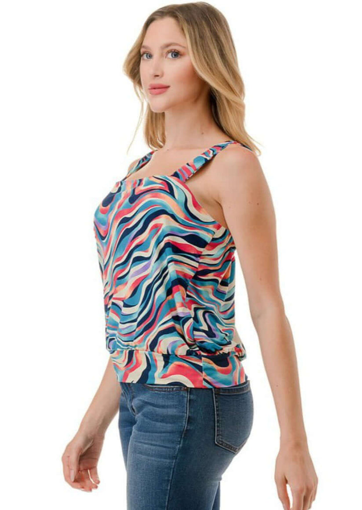 Ladies Colorful Band Bottom Tank CLEARANCE FINAL SALE