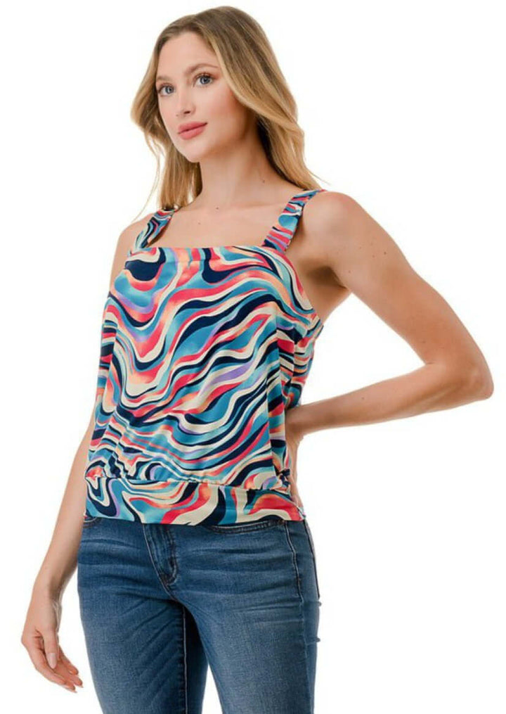 Ladies Colorful Band Bottom Tank CLEARANCE FINAL SALE