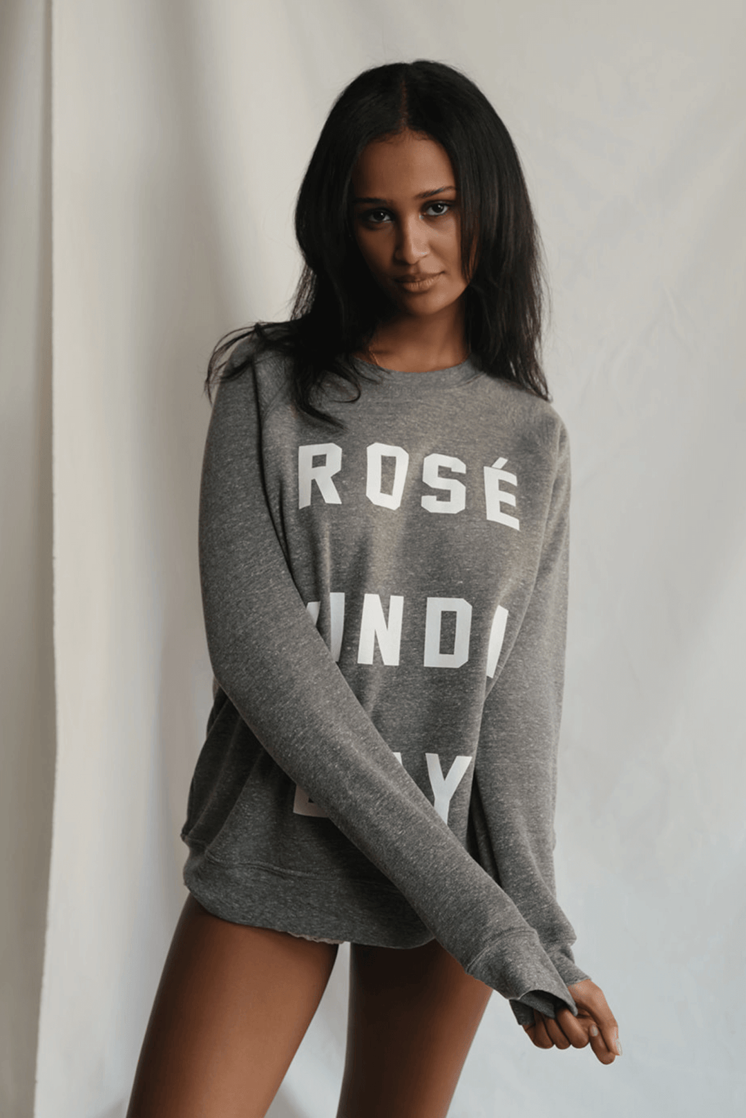 Warning: May induce day-drinking fantasies. This heather grey sweatshirt isn&