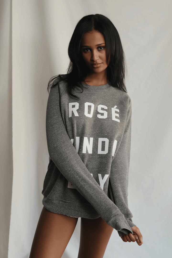 Warning: May induce day-drinking fantasies. This heather grey sweatshirt isn&