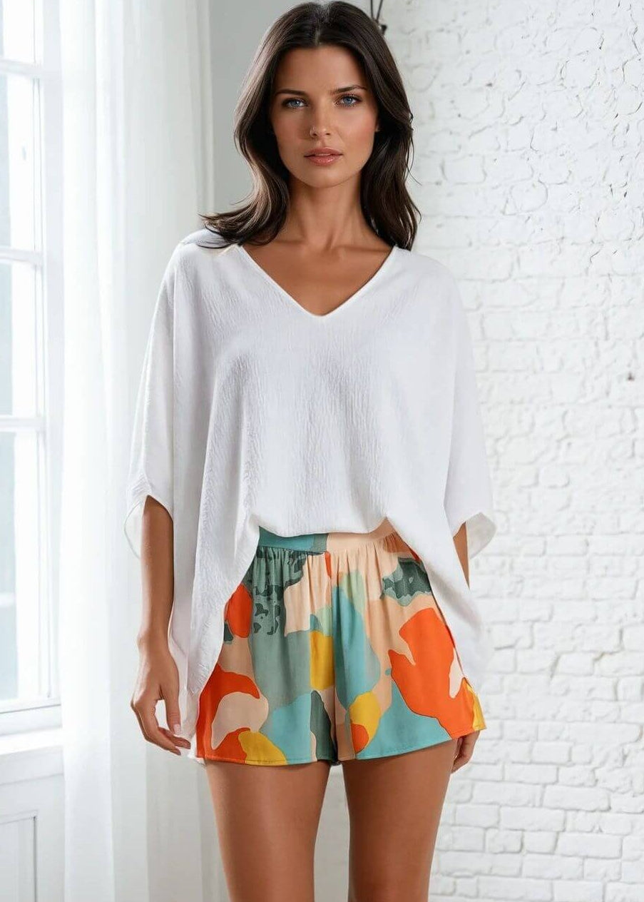 Made in USA, Claire V-Neck Caftan Women&
