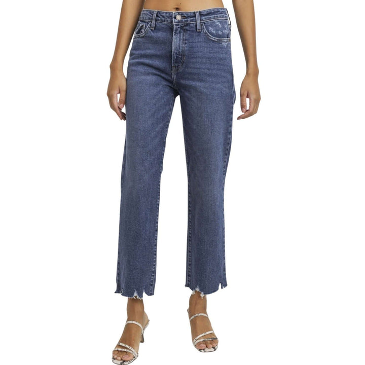 Just Black Denim Relaxed Fit Mid Rise Distressed Hem Cropped Jeans BP304J | Made in USA | Classy Cozy Cool Made in America Women&