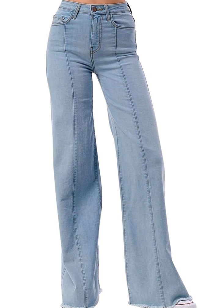 O2 Denim 505 High Waist Flare Jeans in Black Denim | Style PW505 | Women&