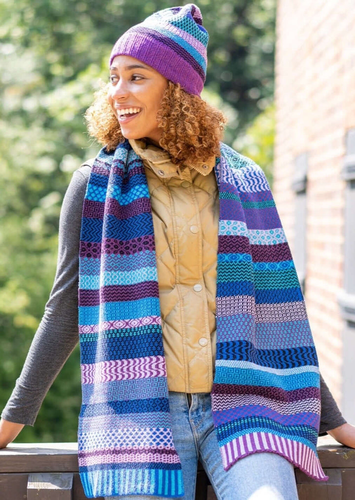 Solmate RASPBERRY  Knitted Scarf with Colors turquoise, purple, black, lilac, royal blue. | Made in USA | Classy Cozy Cool Women&