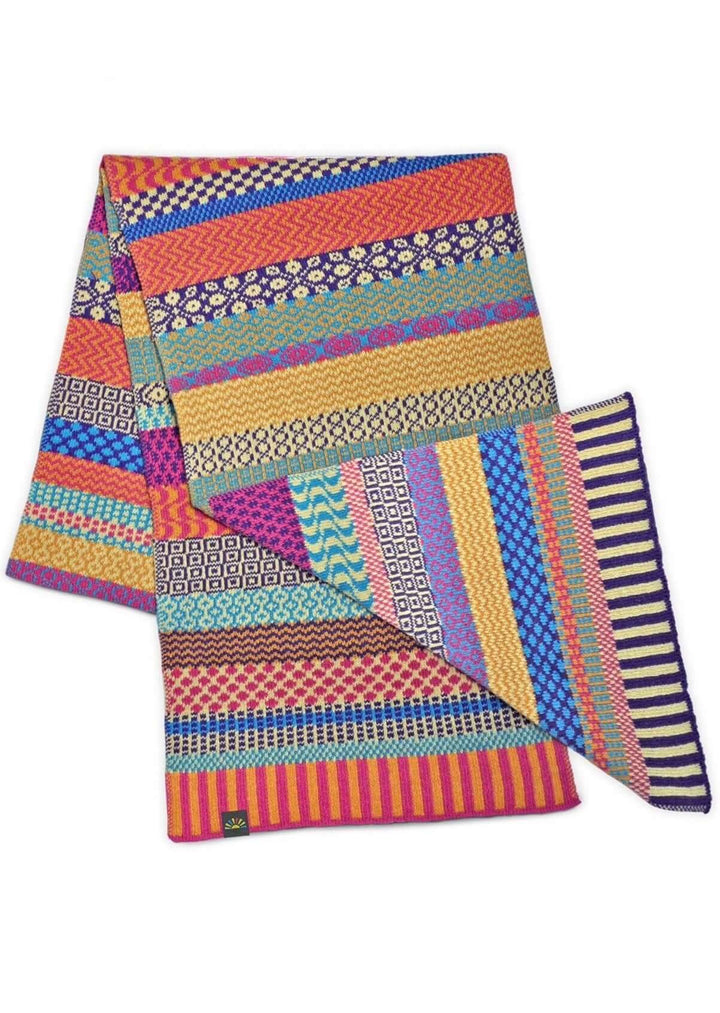Solmate SUNNY Knitted Scarf with Colors in this Scarf Turquoise, Orange, Yellow, Purple and Blue | Made in USA | Classy Cozy Cool Women&