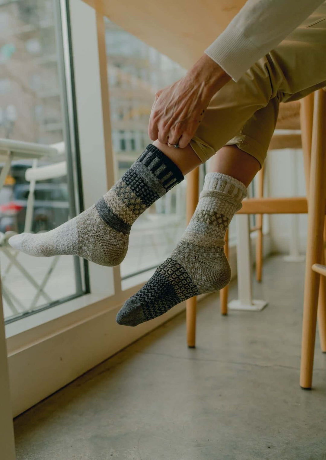 Solmate Socks Starlight Knitted Crew Socks Proudly Made USA | These socks are delightfully mismatched &amp; so very comfortable. American Made Clothing