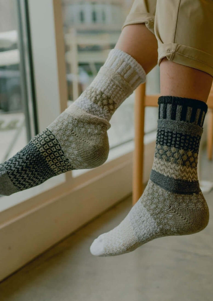 Solmate Socks Starlight Knitted Crew Socks Proudly Made USA | These socks are delightfully mismatched &amp; so very comfortable. American Made Clothing