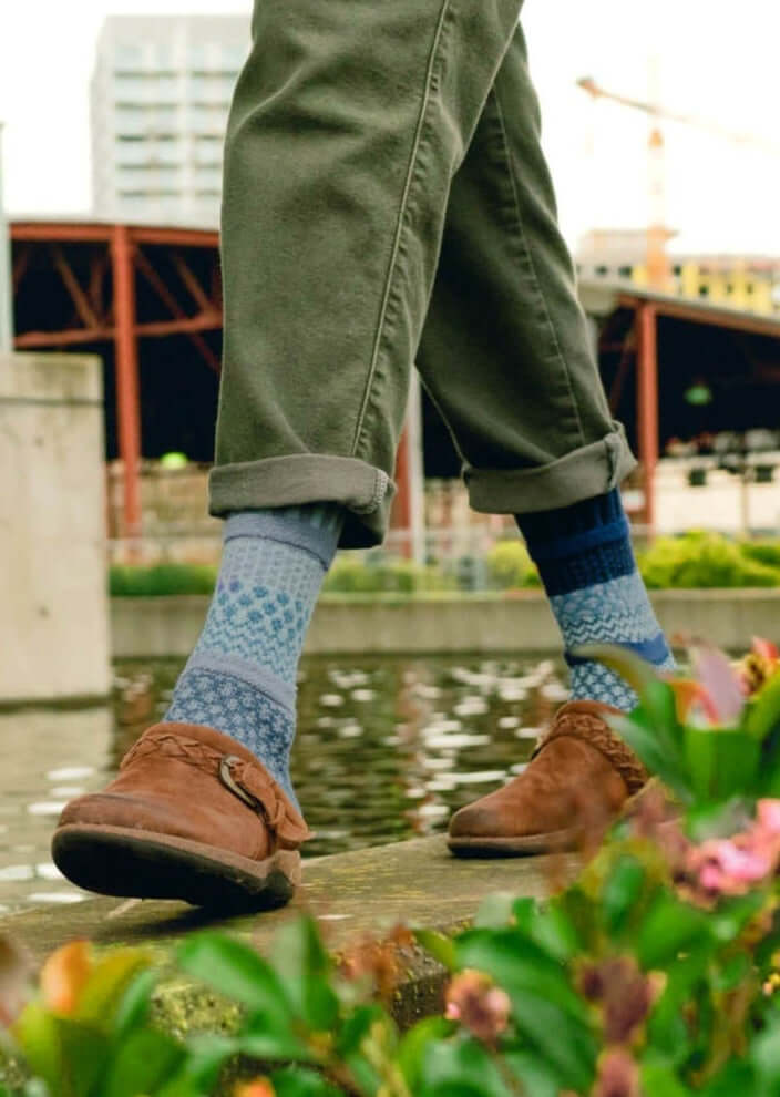 Solmate Socks Horizon Knitted Crew Socks Proudly Made USA | These socks are delightfully mismatched &amp; so very comfortable. American Made Clothing