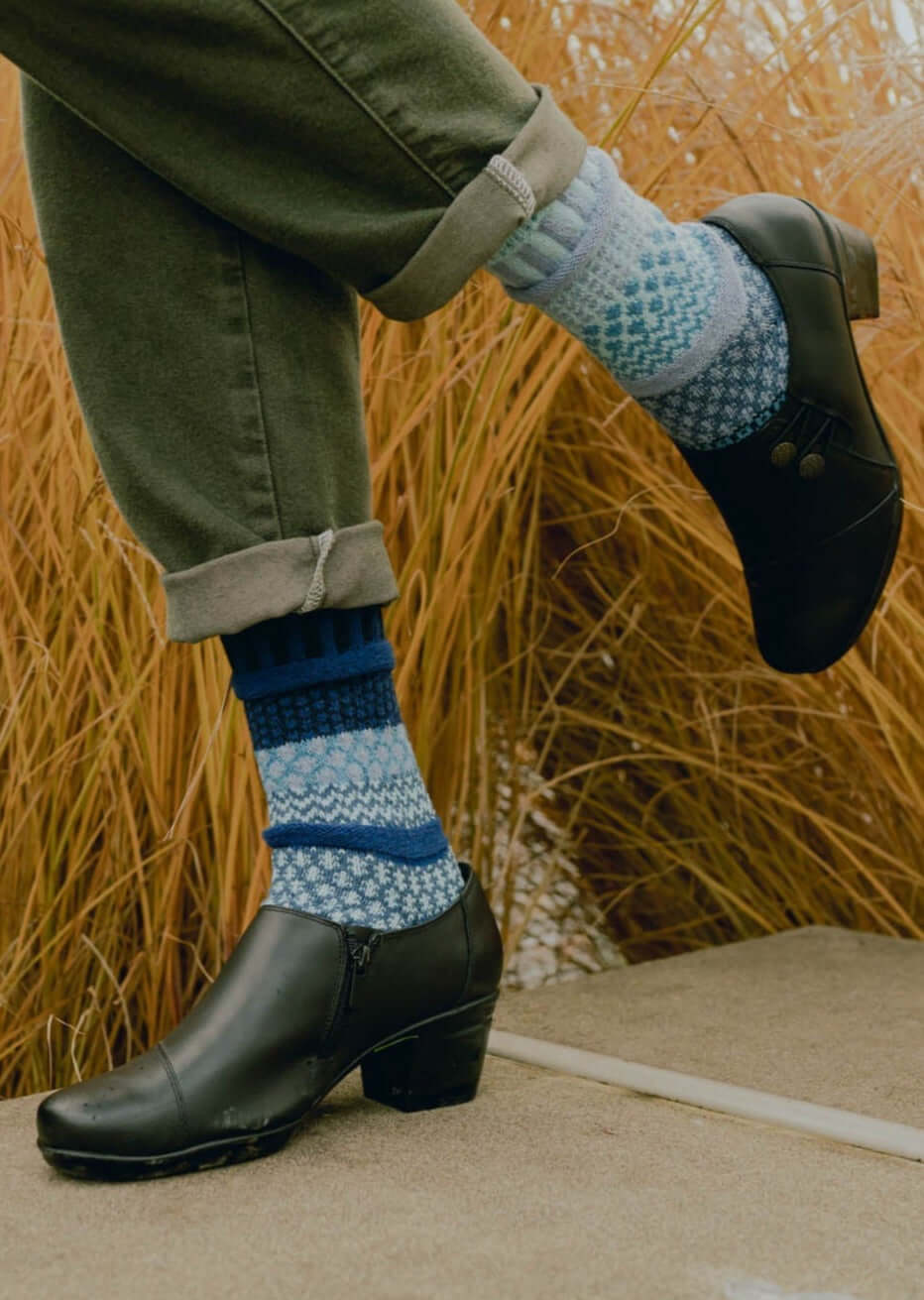 Solmate Socks Horizon Knitted Crew Socks Proudly Made USA | These socks are delightfully mismatched &amp; so very comfortable. American Made Clothing