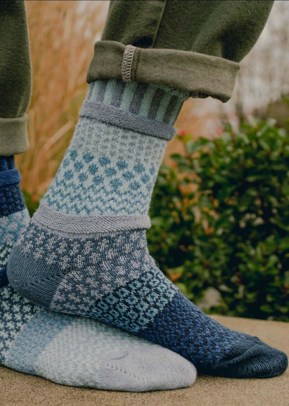 Solmate Socks Horizon Knitted Crew Socks Proudly Made USA | These socks are delightfully mismatched &amp; so very comfortable. American Made Clothing