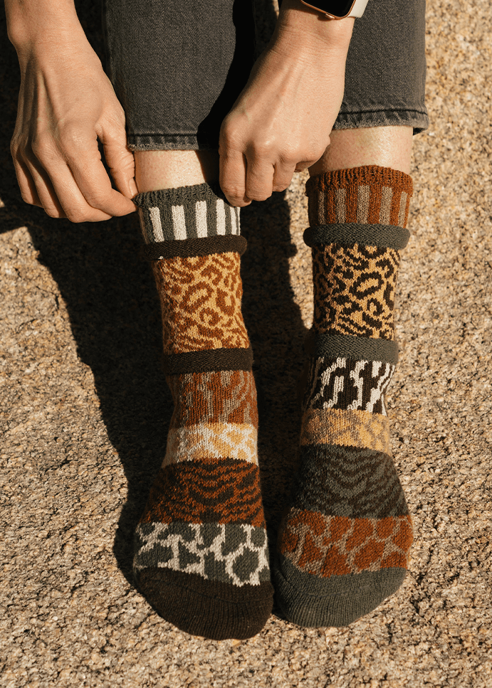 Solmate SAVANNAH Knitted Crew Socks | Made in USA | These socks are delightfully mismatched &amp; so very comfortable.  American Made Women&