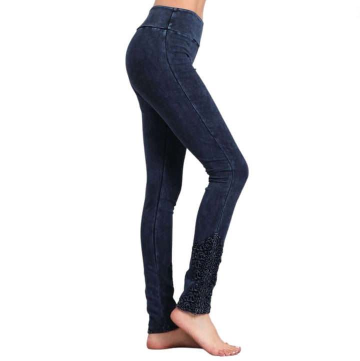 Made with USA Cotton | Chatoyant Mineral Washed Jeggings with Crochet Ankle Detail Hem Style