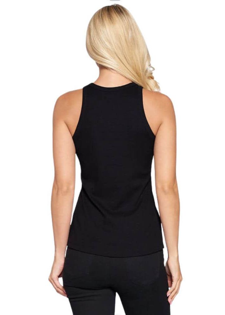 Made in USA Essentials Racer Back Ribbed Knit Tank Top in Black is perfect for layering | Classy Cozy Cool Made in America Boutique