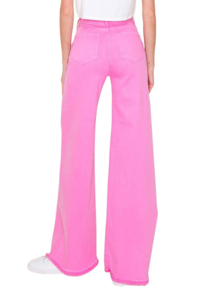 O2 Denim 505 High Waist Flare Jeans in Fuchsia Pink | Style PW505 | Women&
