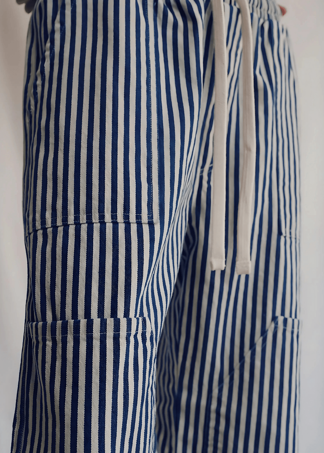 The Charlie Pant by People of Leisure — 100% cotton denim wide leg in Striped. Sustainably made in the USA. Sizes XS–XL