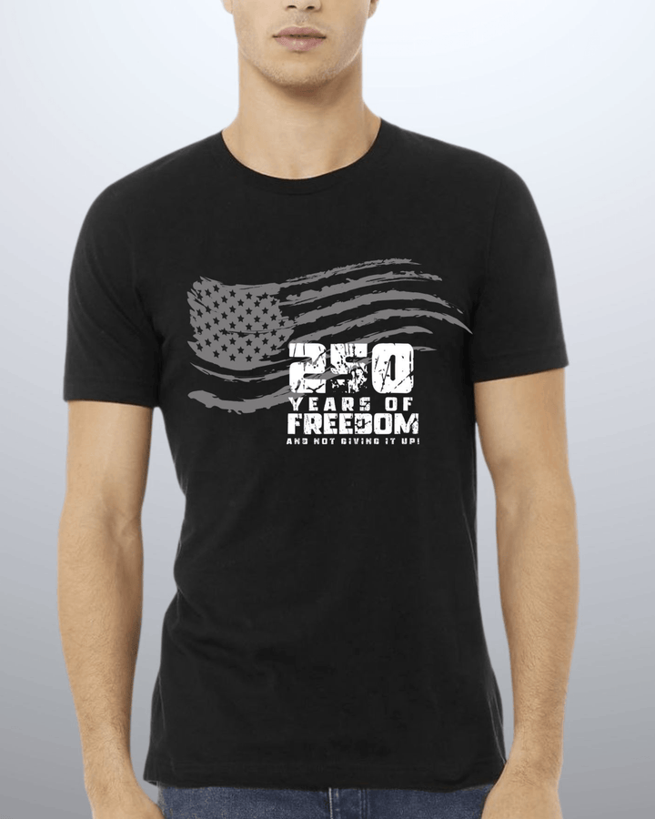 250 Years of FREEDOM Waving Distressed Flag - Black