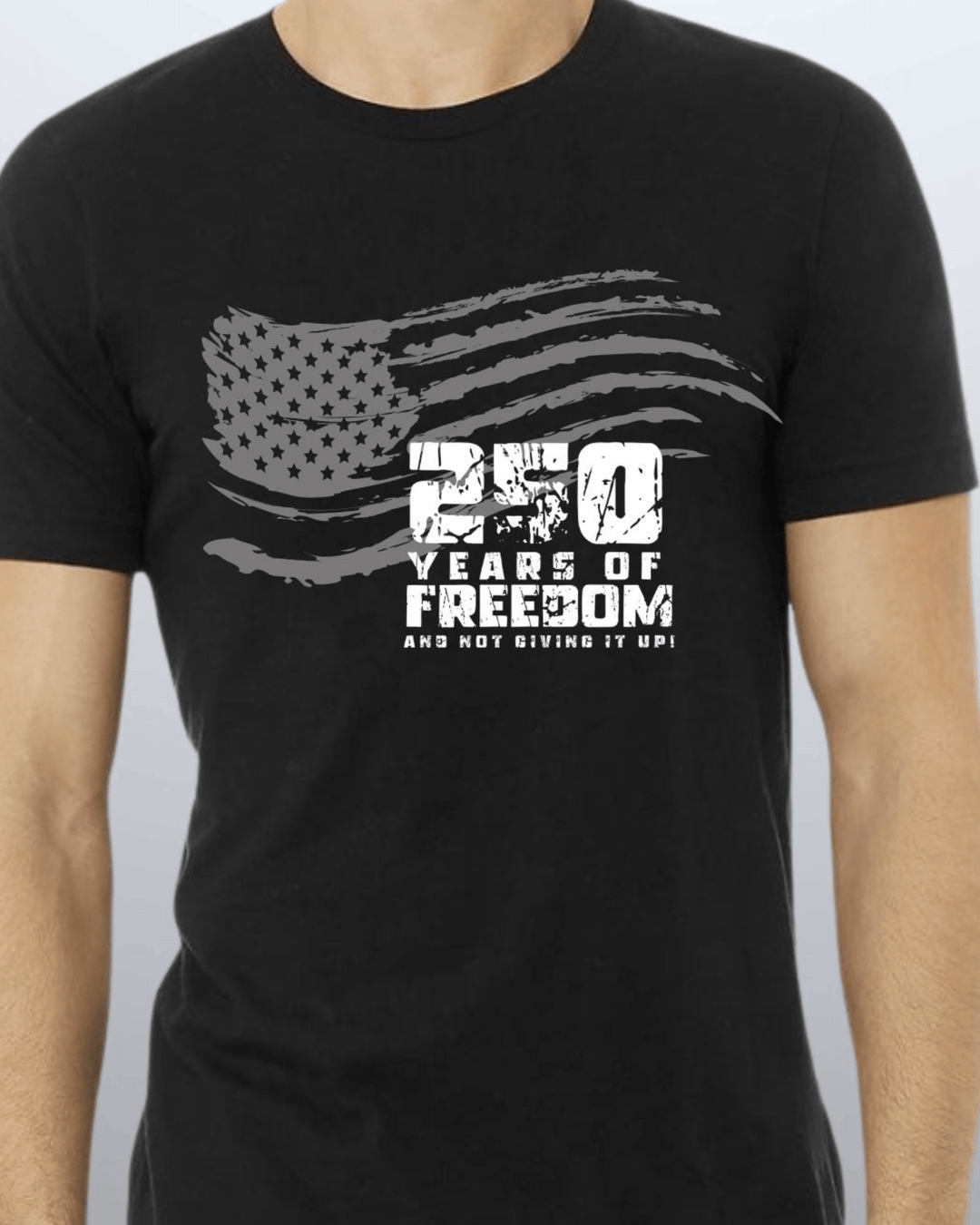250 Years of FREEDOM Waving Distressed Flag - Black