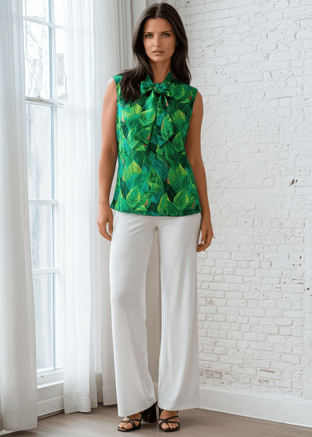 This top is for the vintage lover at heart! Shown in our leaves print, this 100% cotton top features bust darts for a flattering silhouette, a side zippered closure for ease of wear, and an oversized bow at the neckline for that perfect 1950&