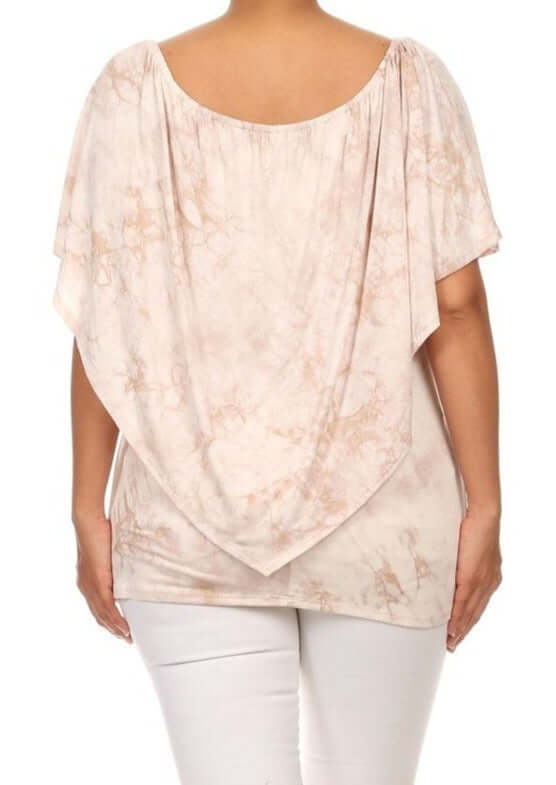 USA-made Ladies Plus Size Tie Dye Convertible Top with elastic neckline Style Multiple Ways | Chatoyant Style