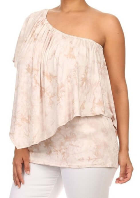 USA-made Ladies Plus Size Tie Dye Convertible Top with elastic neckline Style Multiple Ways | Chatoyant Style