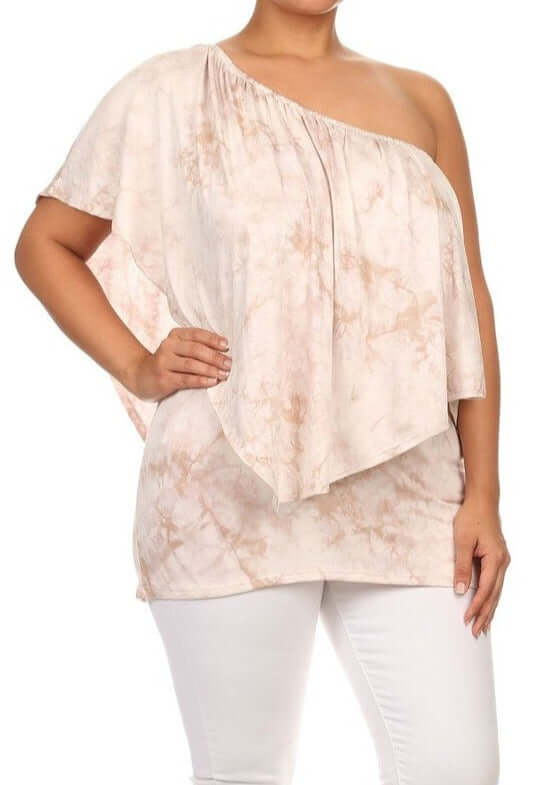 USA-made Ladies Plus Size Tie Dye Convertible Top with elastic neckline Style Multiple Ways | Chatoyant Style