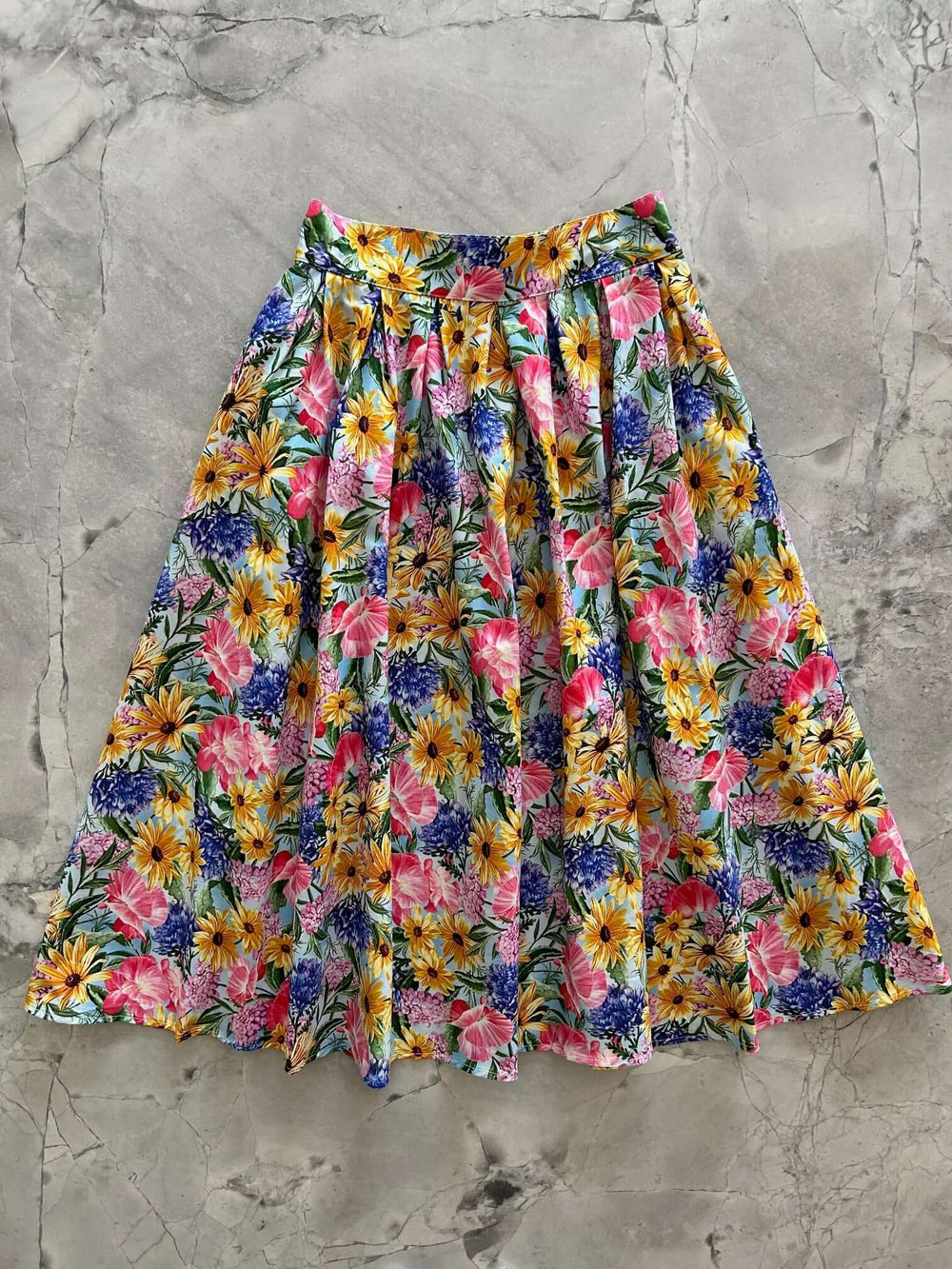 Made in USA, A women's vintage style piece with fun, modern details; our midi skirt is now available in our floral print. Made from 100% cotton