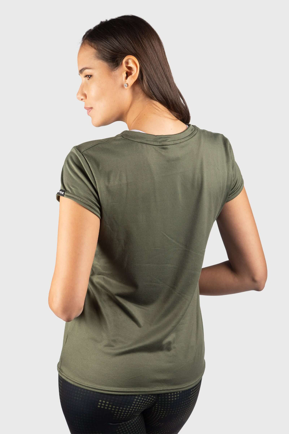 Shop the USA SoftTECH Tee by WSI Sportswear — buttery soft, wicking, anti-microbial cap sleeve tee. Olive. Made in USA. Sizes XS–XL.