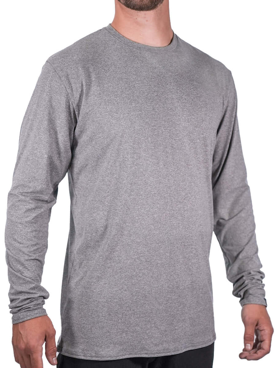 Made in USA WSI Sportswear Men's SoftTECH™ Long Sleeve Relaxed Fit in Black or Gray, performance SoftTECH™ long sleeve Essential long sleeve tee 