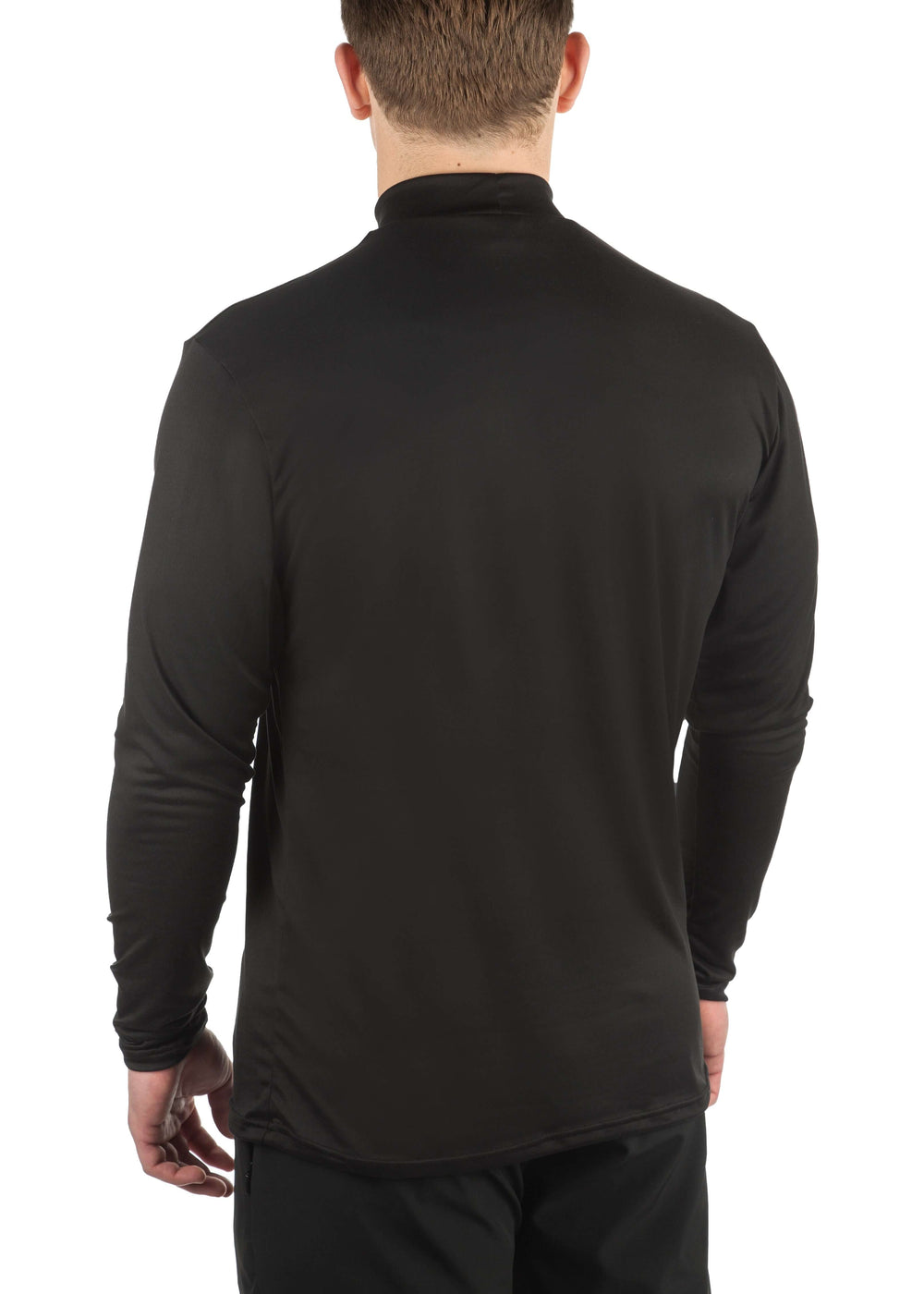 Made in USA WSI Sportswear Men's Mock Neck SoftTECH™ Long Sleeve Relaxed Fit in Black,  Advanced wicking properties Anti-microbial Properties 