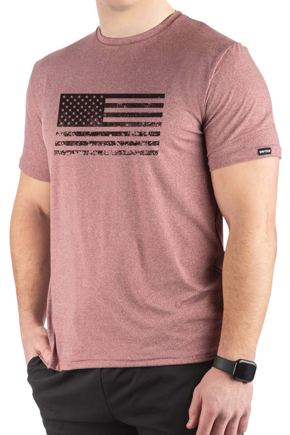 Made in USA. WSI Sportswear Men’s Patriotic Distressed American Flag Graphic SoftTECH™ Tee.  Lightweight, Moisture Wicking