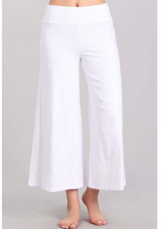 Ladies Super Soft Mineral Washed Gaucho Pants in White | Made in USA | Chatoyant Style