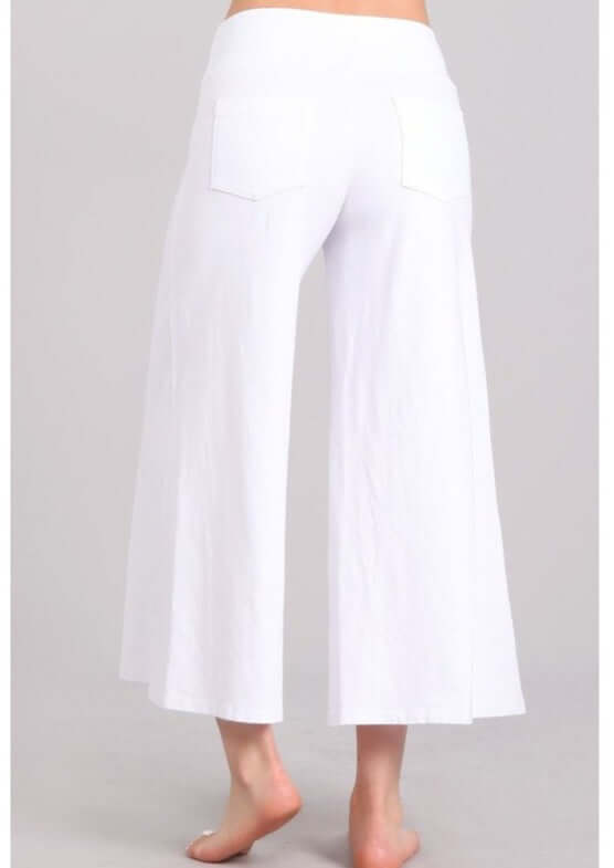 Ladies Super Soft Mineral Washed Gaucho Pants in White | Made in USA | Chatoyant Style