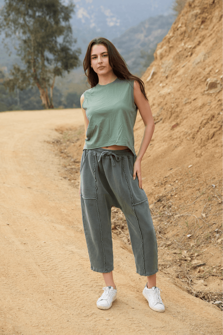Ana Tank by People of Leisure — 100% organic cotton, relaxed fit, sleeveless in 6 colors. Ethically made in LA. Sizes XS–XL.
